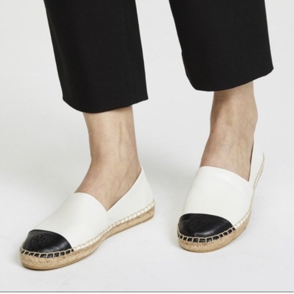 Tory Burch Espadrille Sie 6.5 Cap Toe Colorblock Leather Slip On Shoes Womens